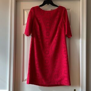 Adrianna Papell Coral Eyelet Short Sleeve Dress, size 12